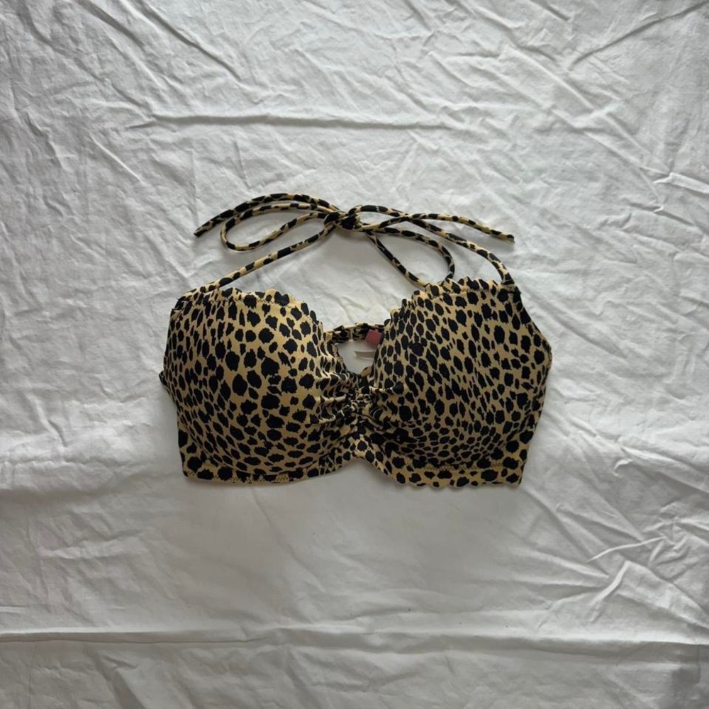 Y2k Victoria's Secret The Getaway Halter Leopard Print Bikini Top Sz 32D